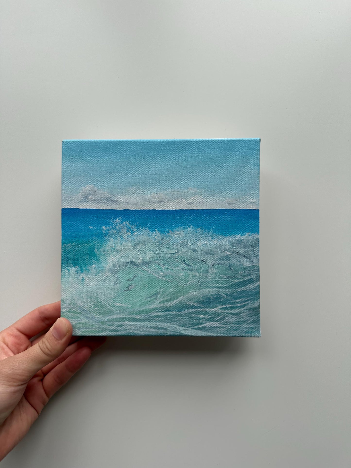 Aqua Crash – 6x6 Original Ocean Wave Painting