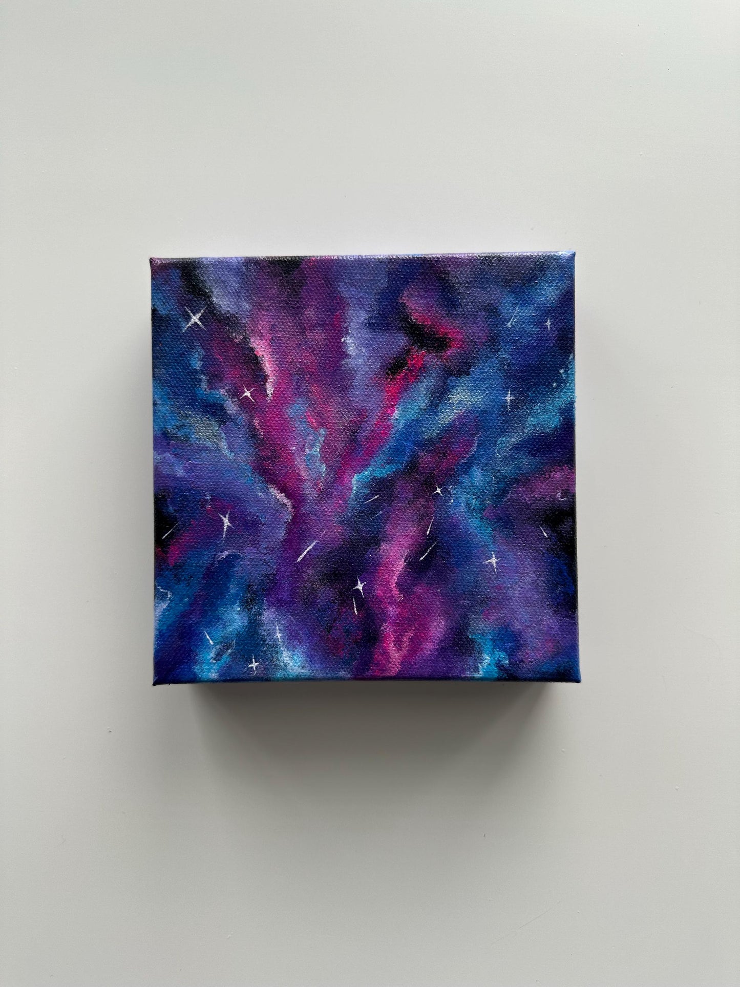 Cosmic Bloom – 6x6 Galaxy Acrylic Painting on Canvas
