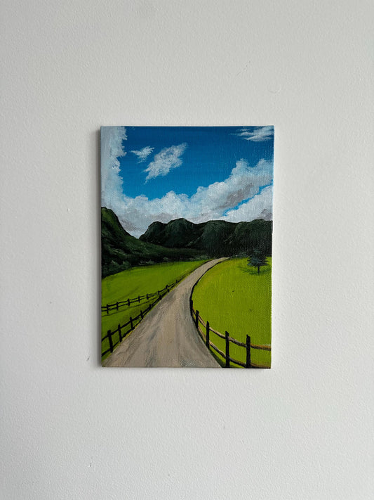 Windows XP Nostalgia Art: Hand-Painted Countryside Landscape (5x7)