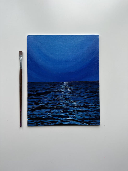 Ocean Glow – Original 8x10 Acrylic Seascape on Canvas Board
