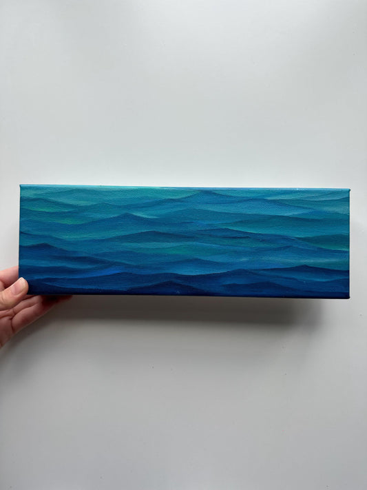 Quiet Currents – Original 4x12 Gallery Wrapped Acrylic Ocean Painting