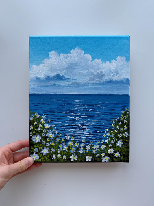 Blue Blossom Coast | Original Ocean Painting 8x10