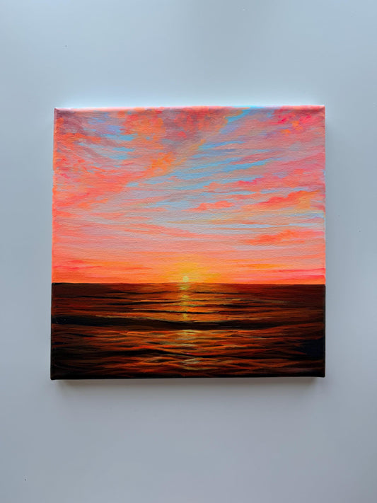 Golden Tide | Original Ocean Sunset Painting 10x10