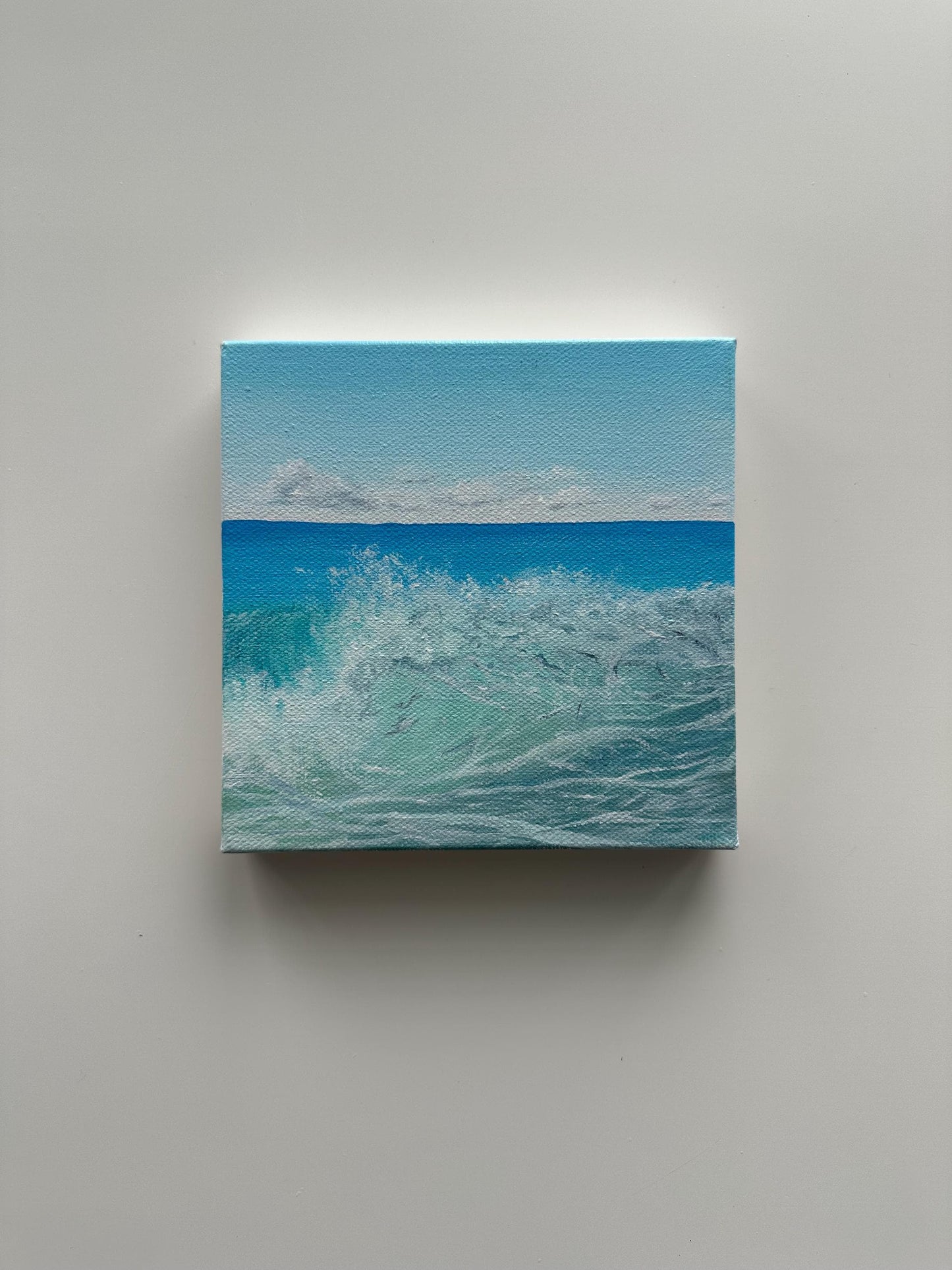 Aqua Crash – 6x6 Original Ocean Wave Painting