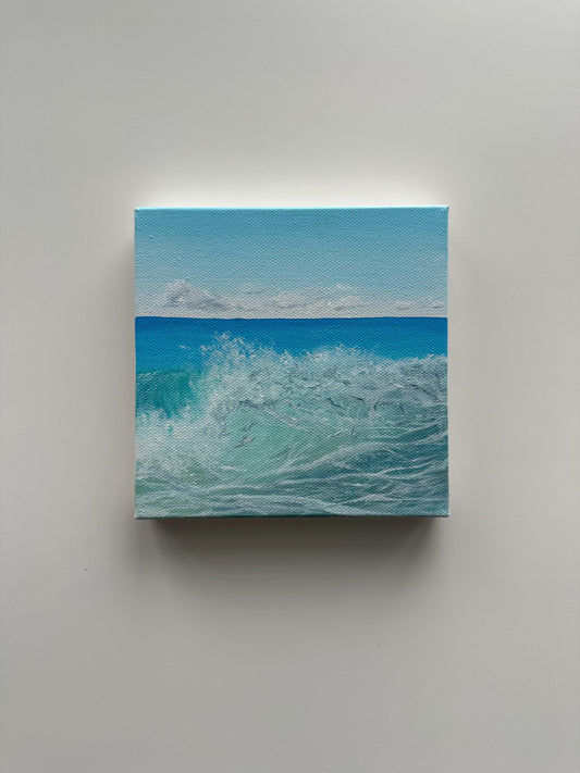 Aqua Crash – 6x6 Original Ocean Wave Painting