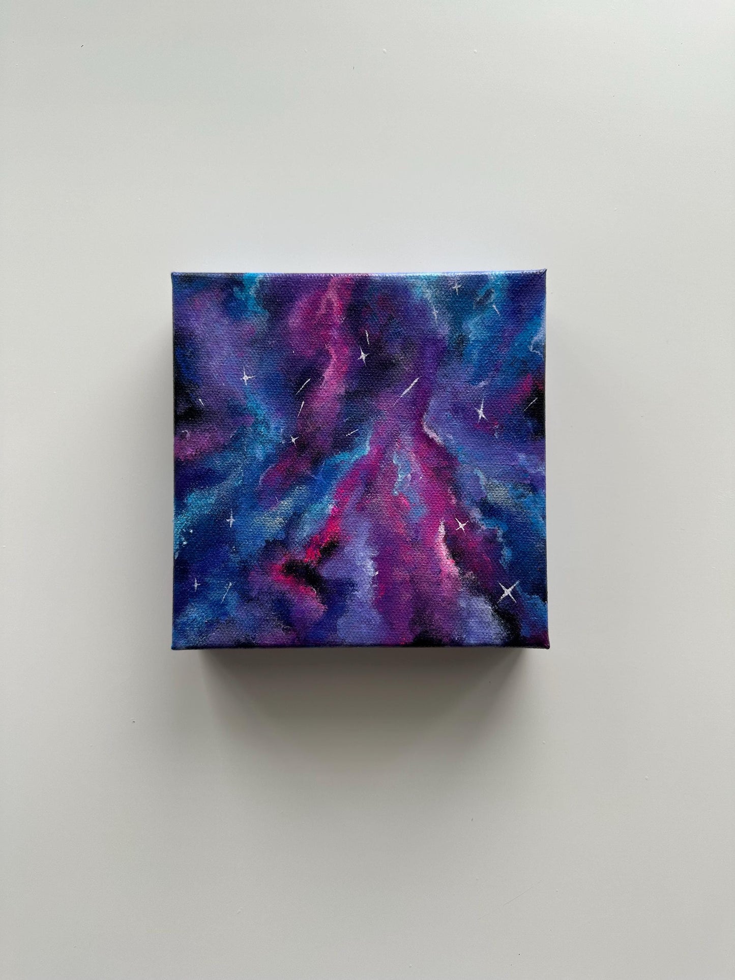 Cosmic Bloom – 6x6 Galaxy Acrylic Painting on Canvas