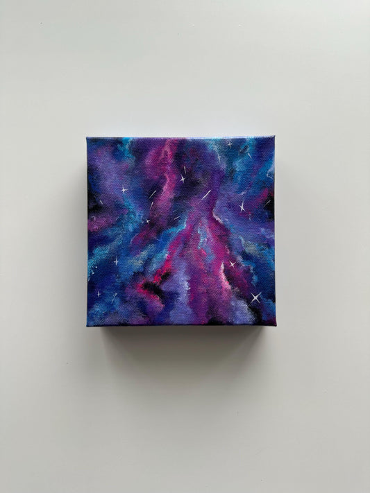 Cosmic Bloom – 6x6 Galaxy Acrylic Painting on Canvas