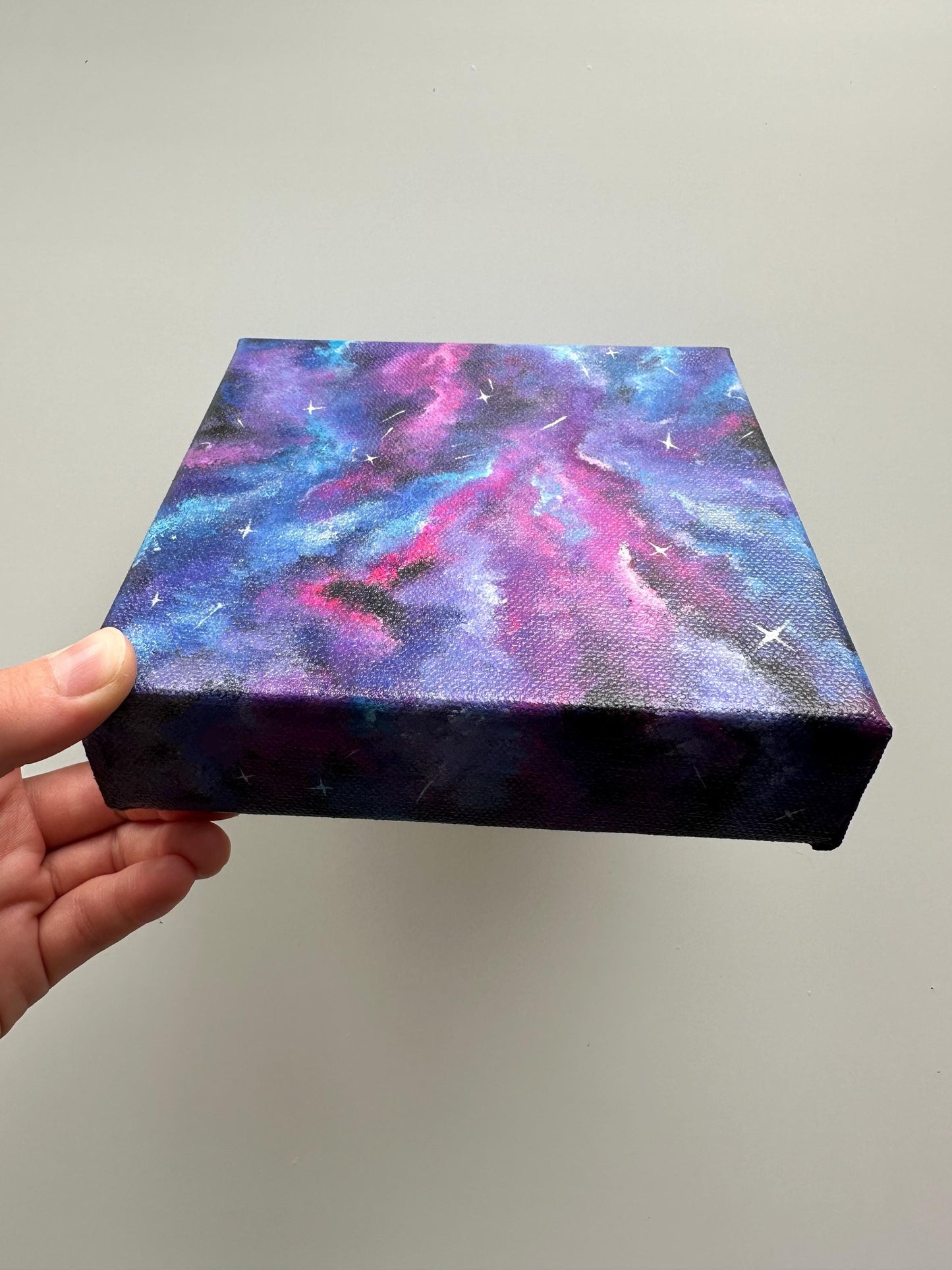 Cosmic Bloom – 6x6 Galaxy Acrylic Painting on Canvas