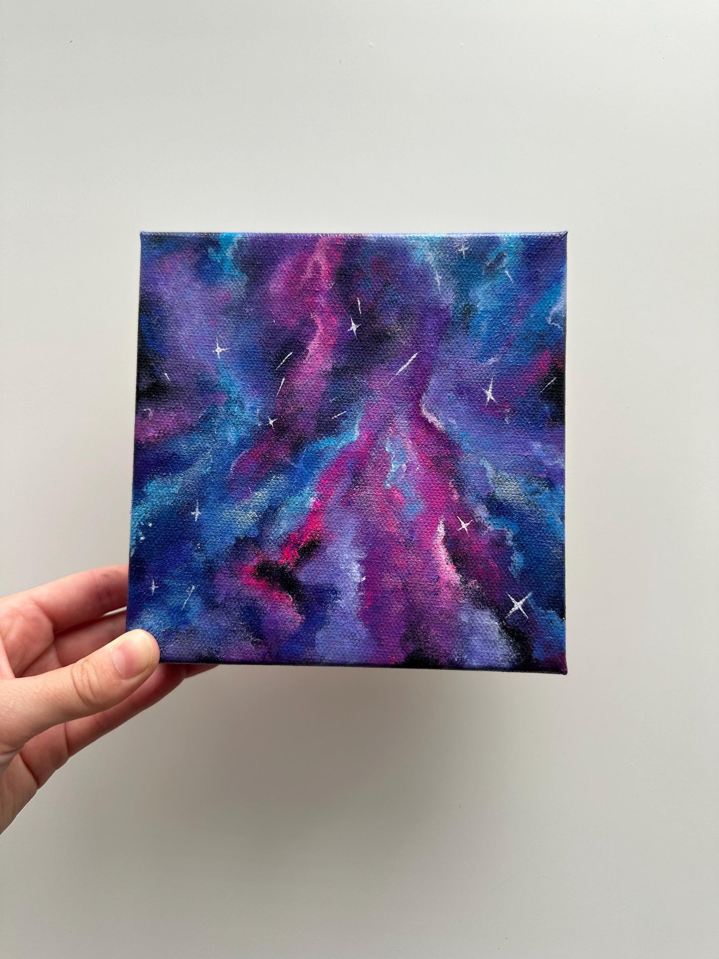 Cosmic Bloom – 6x6 Galaxy Acrylic Painting on Canvas