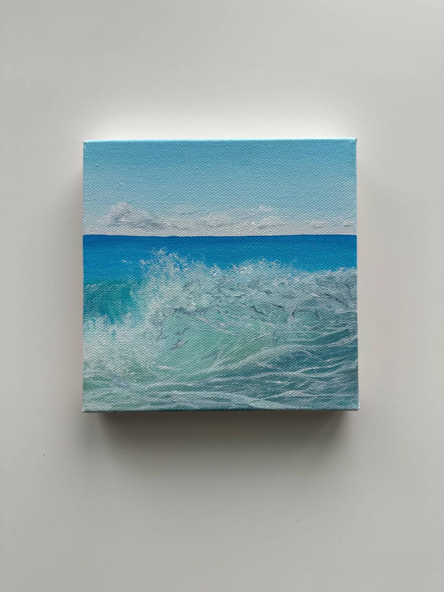 Aqua Crash – 6x6 Original Ocean Wave Painting