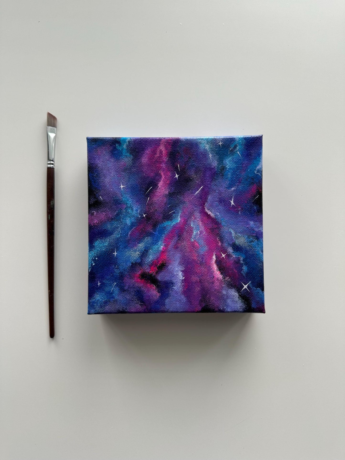 Cosmic Bloom – 6x6 Galaxy Acrylic Painting on Canvas