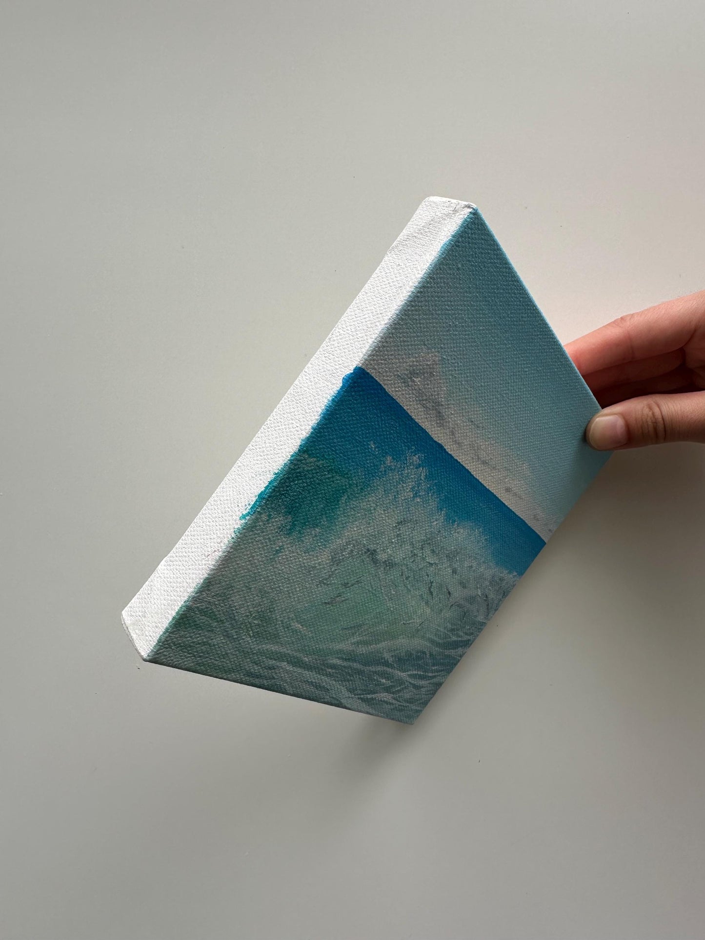 Aqua Crash – 6x6 Original Ocean Wave Painting