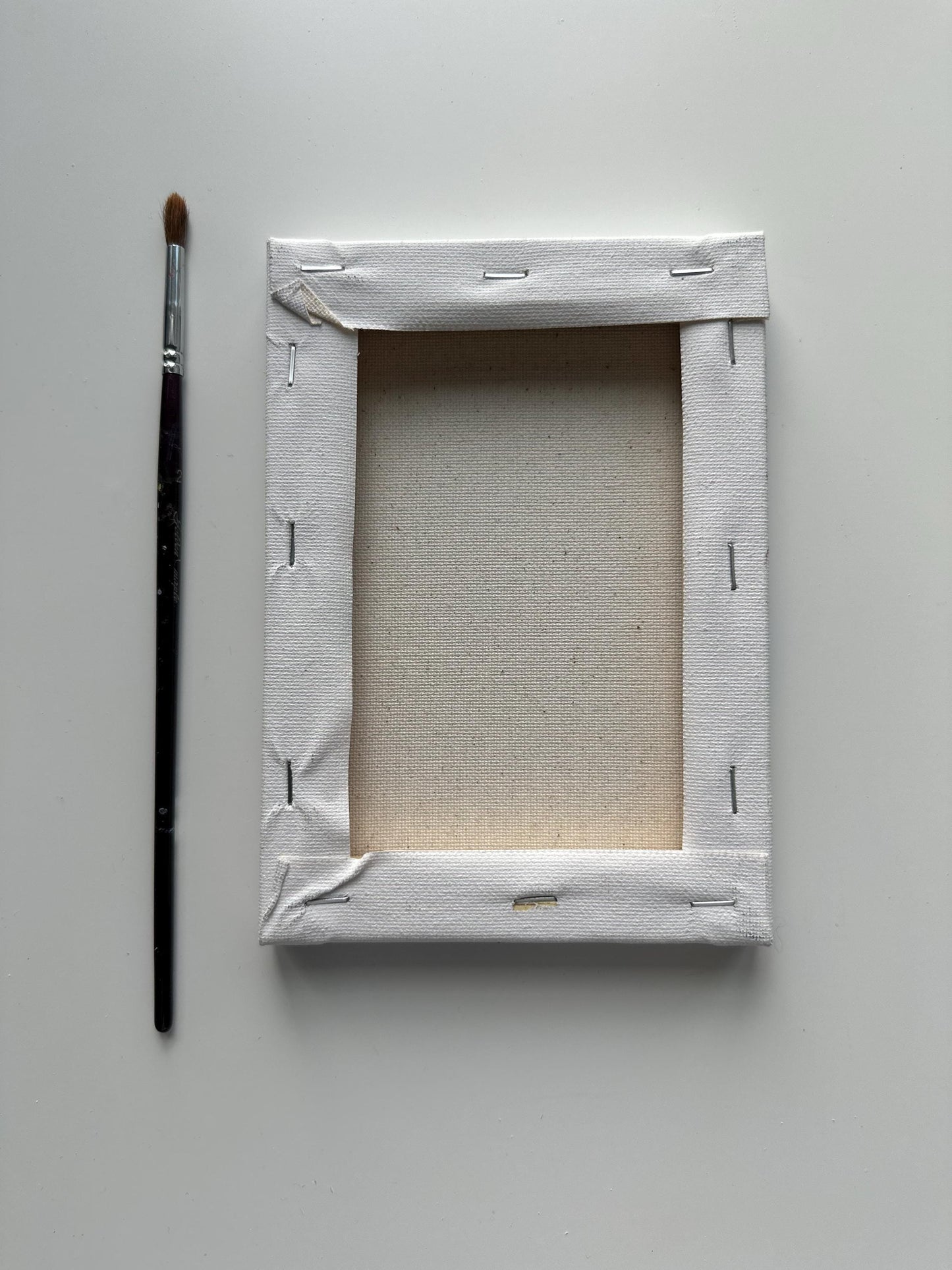 Original Sunny Sky Acrylic Painting: Clouds, Tree Branch, 5x7 Canvas