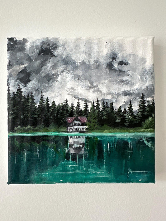 Conjuring House Painting: Gothic Horror Forest, Original Acrylic Mini Art (5x5)
