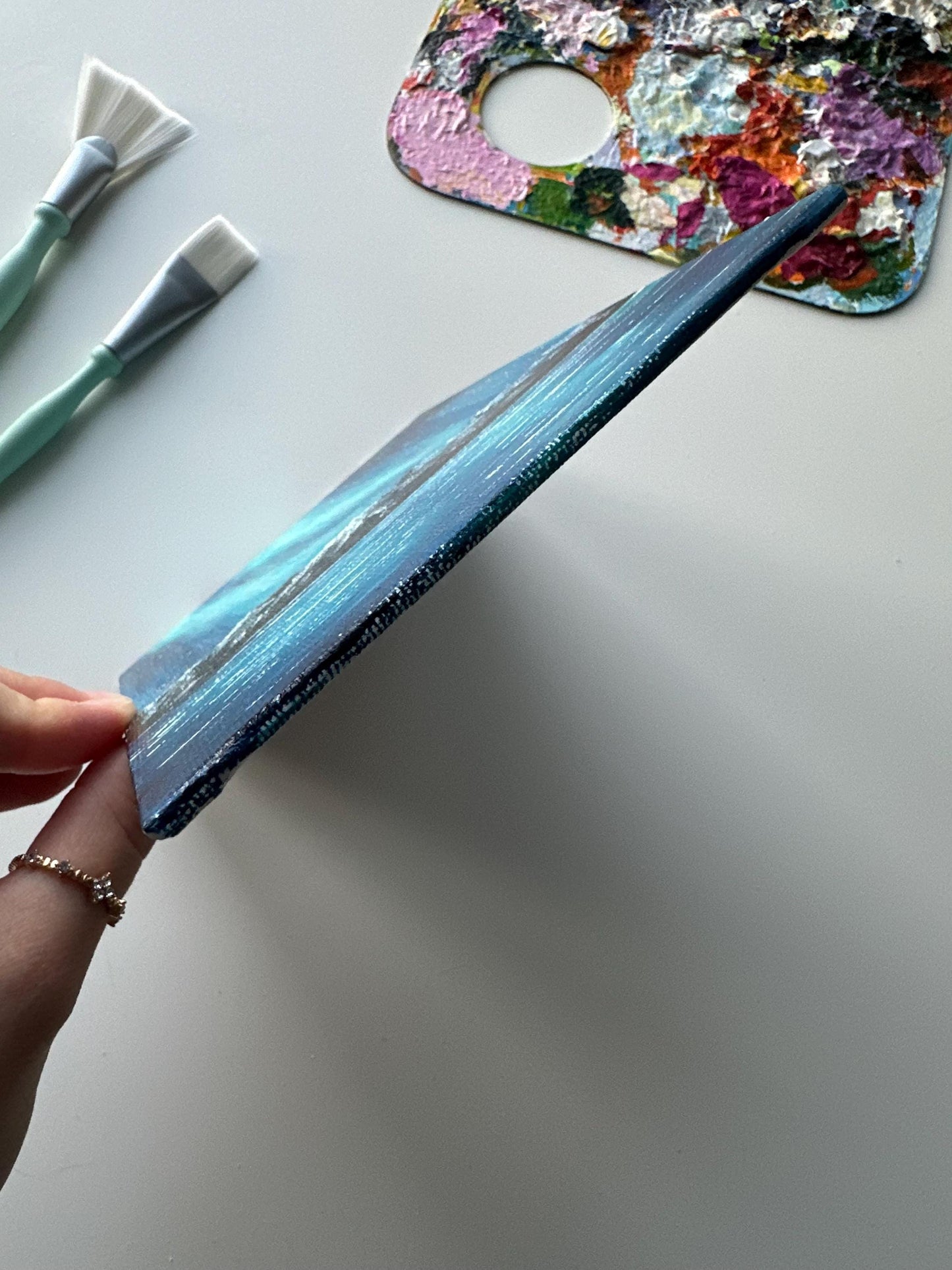 Aurora Borealis Painting: Original Acrylic Landscape Art, 5x7