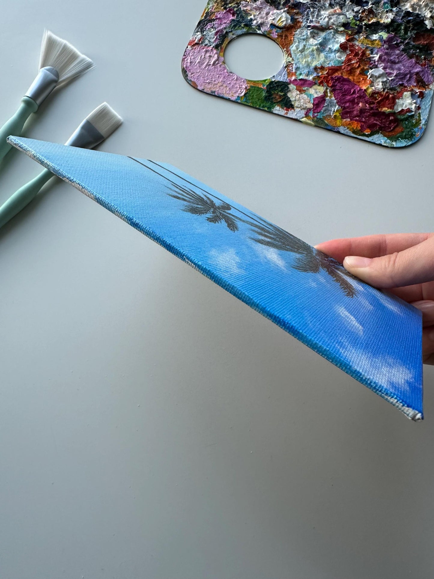 Original Palm Tree Painting: Tropical Landscape Art (5x7)