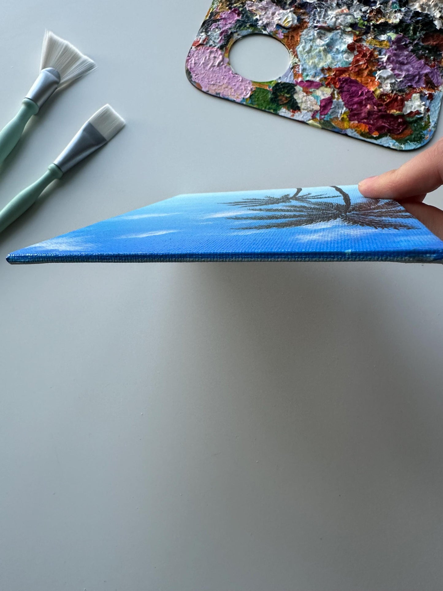 Original Palm Tree Painting: Tropical Landscape Art (5x7)