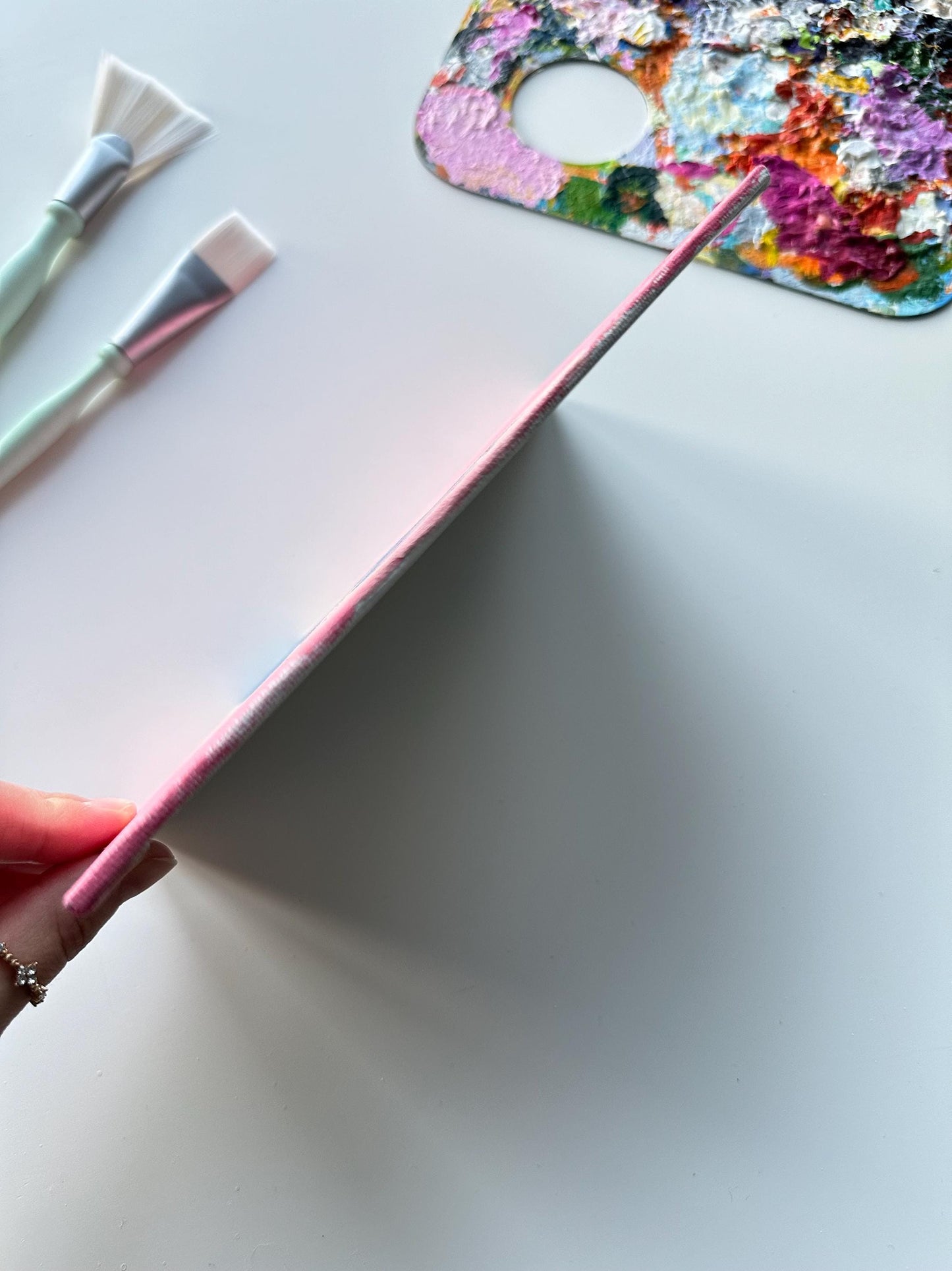 Dice Painting: 5x7 Original Acrylic Art on Pink Canvas Board