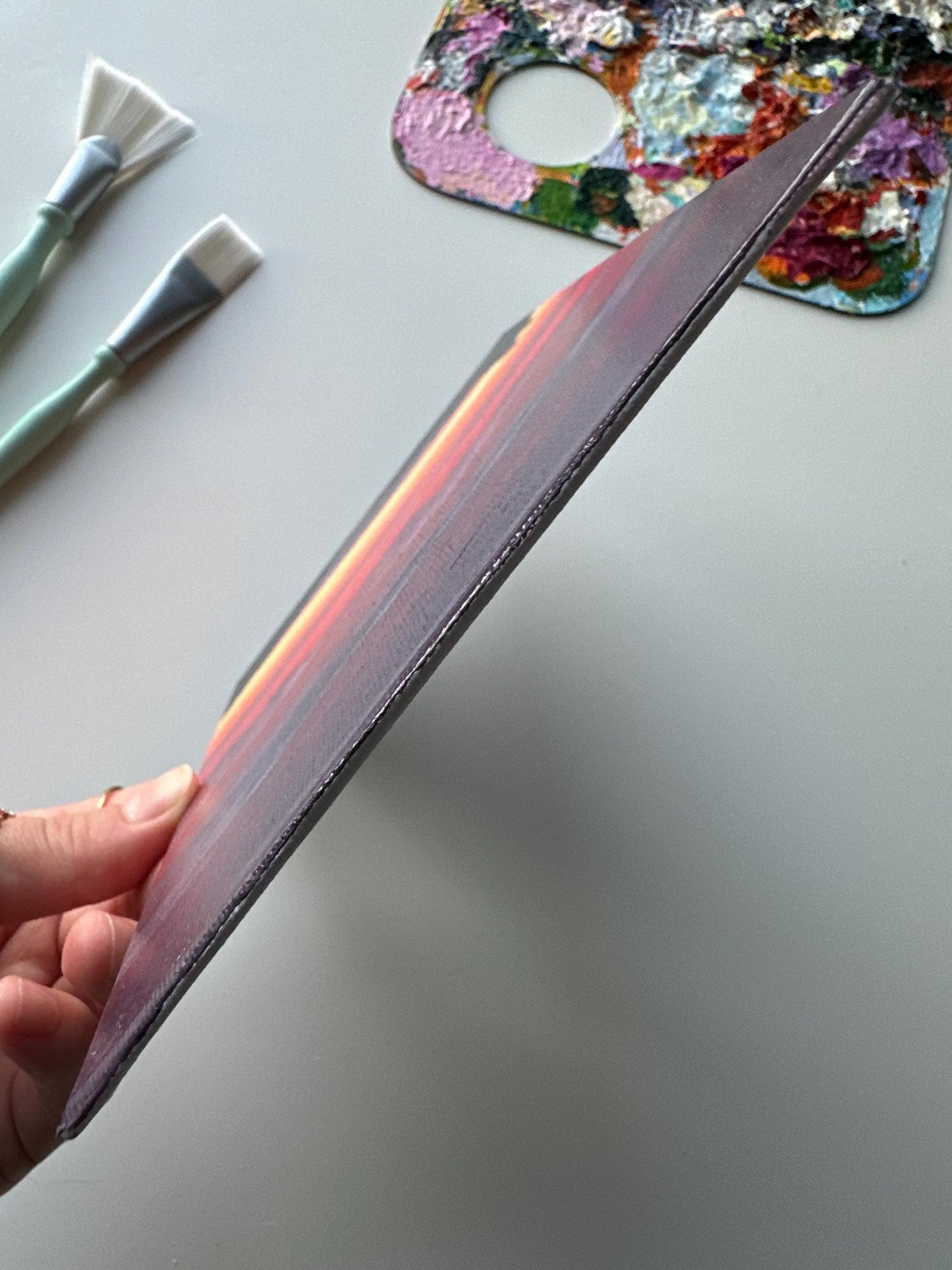 Mountain Sunset Acrylic Painting: 5x7 Hand-Painted Landscape Art