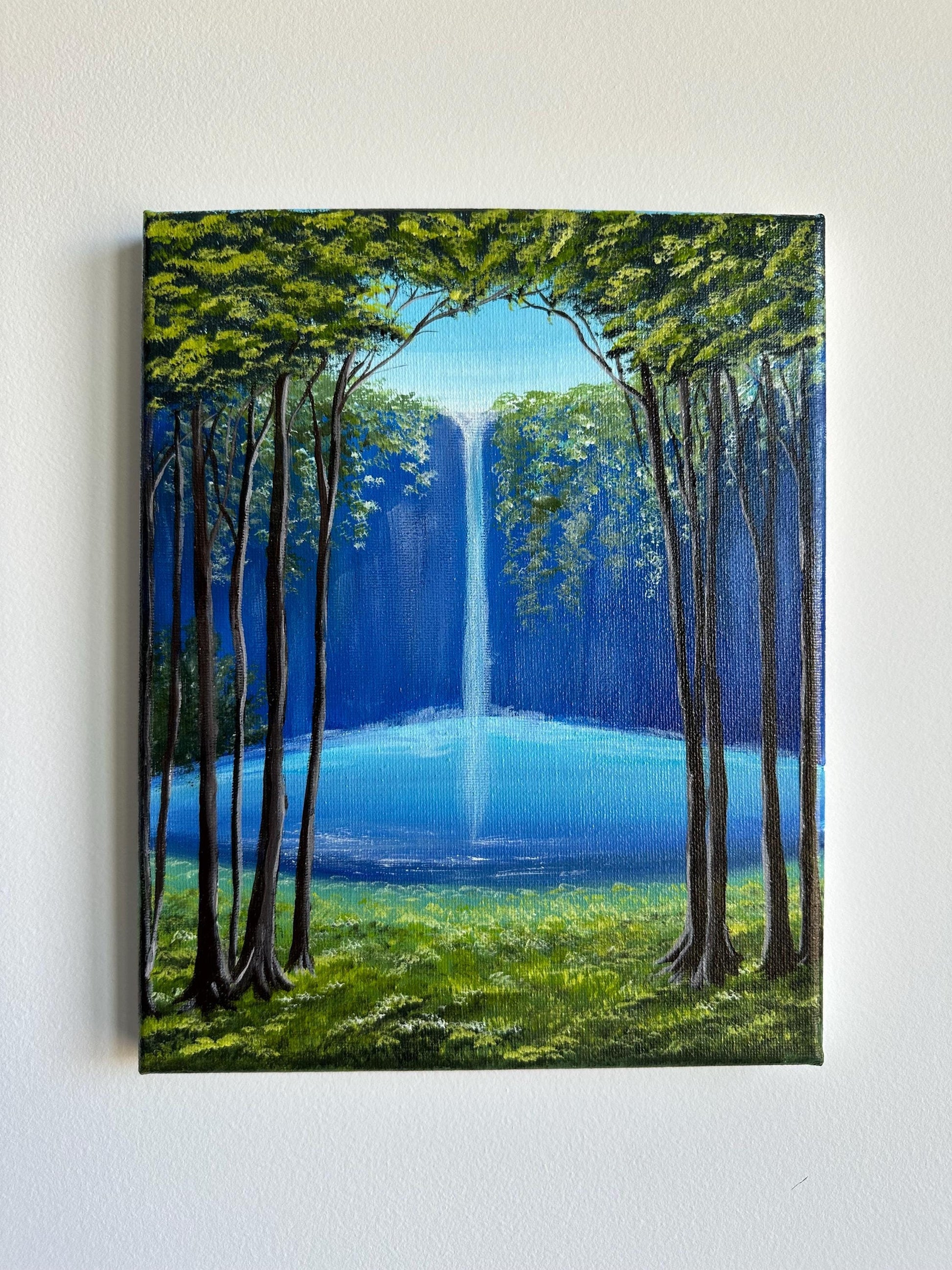 Waterfall painting acrylic landscape art painting on canvas