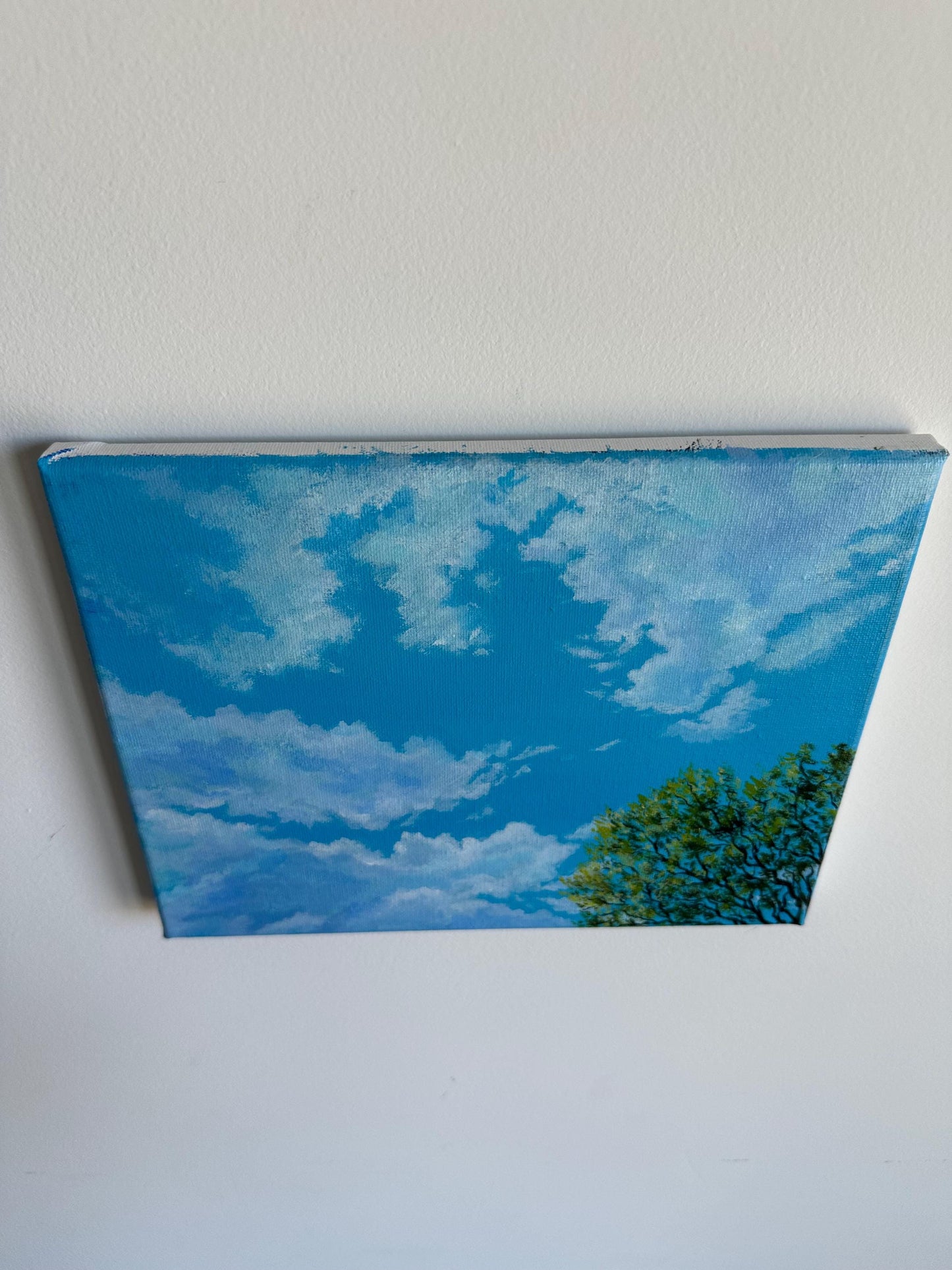 Sunny Sky Acrylic Painting: Original Landscape Art (10"x8")