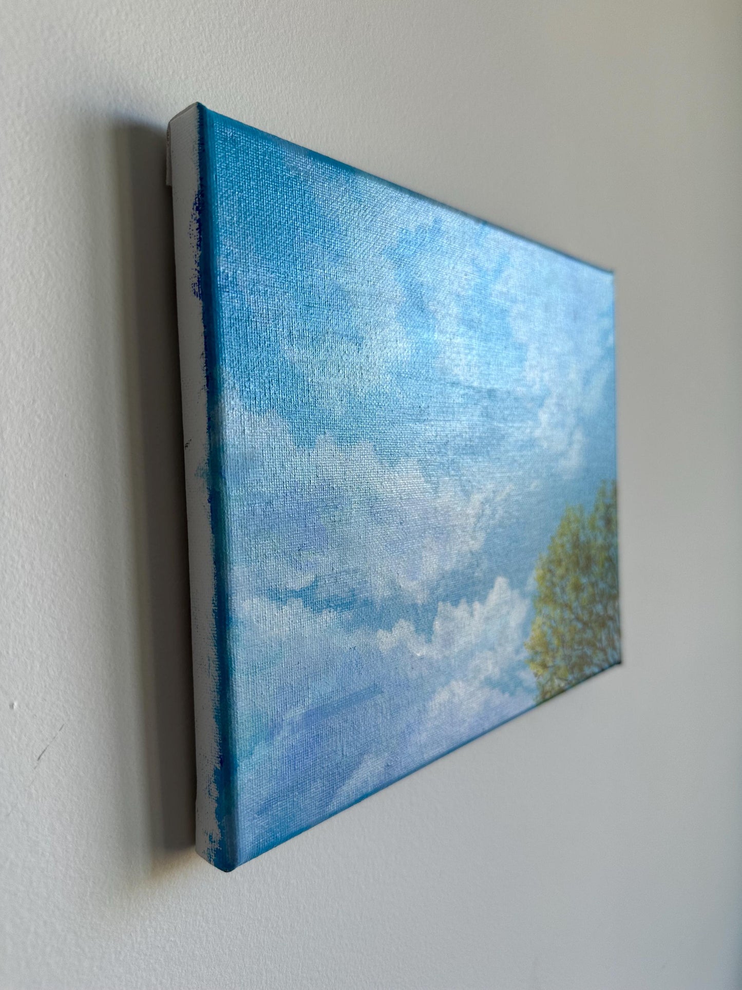 Sunny Sky Acrylic Painting: Original Landscape Art (10"x8")