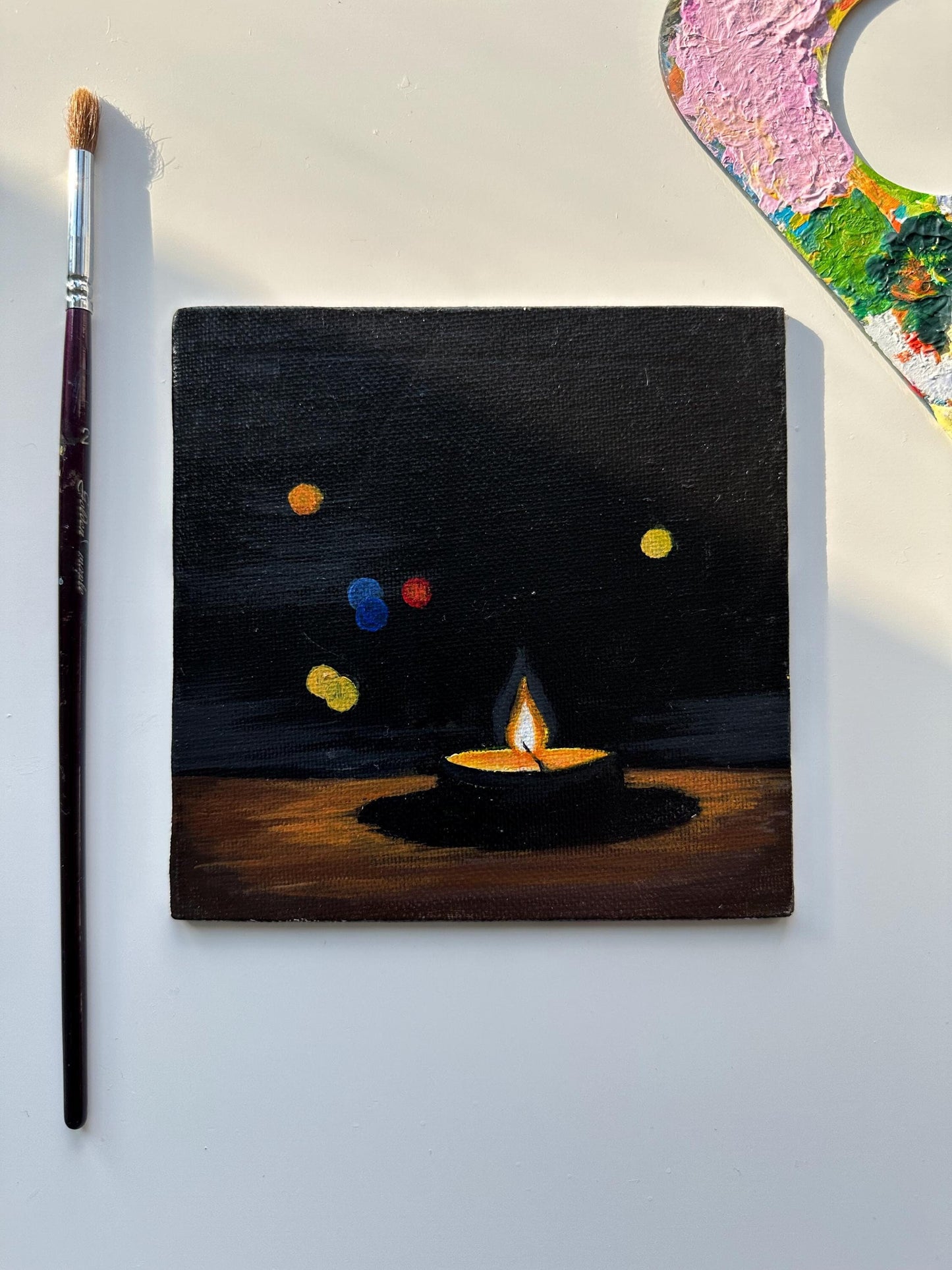 Candle Painting on Black Canvas