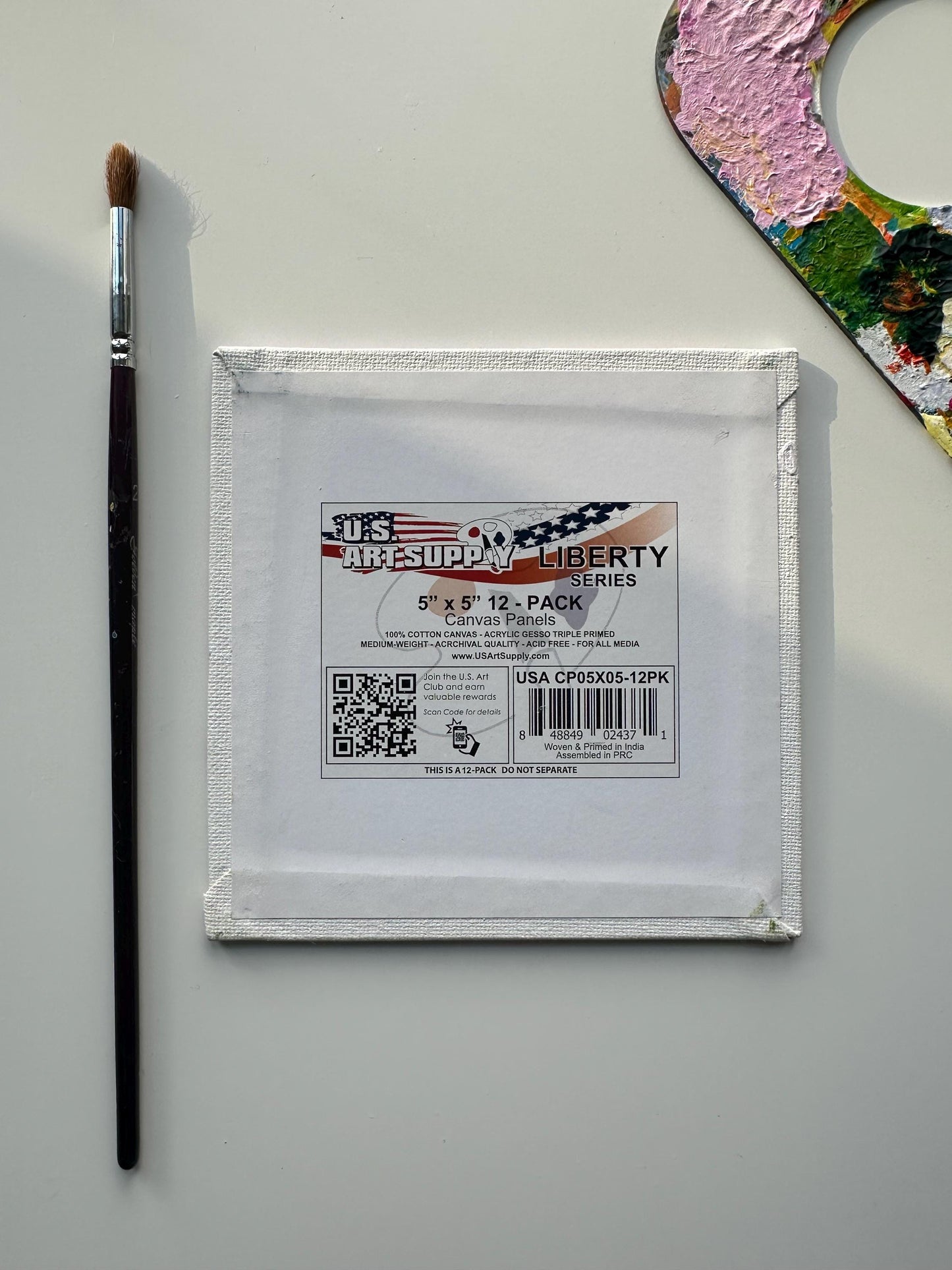 Original Sunset Lakeside Acrylic Painting: 5" x 5" Mini Landscape