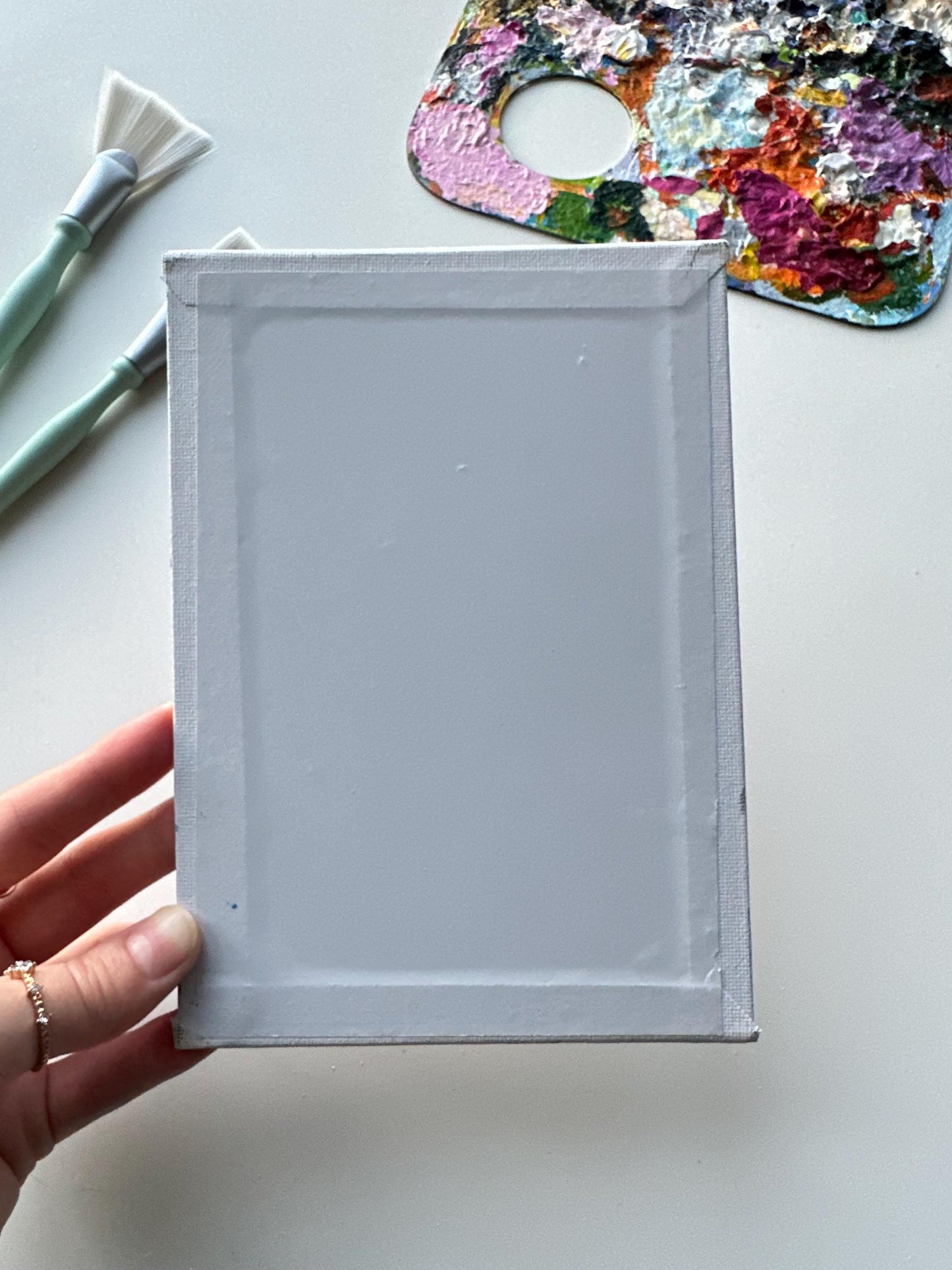 Mountain Sunset Acrylic Painting: 5x7 Hand-Painted Landscape Art