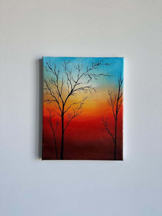 Tree at Sunset Acrylic Painting on Canvas