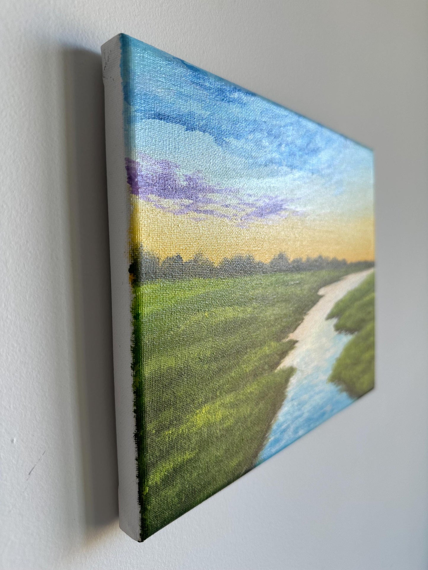Original River Landscape Painting: 10"x8" Acrylic Art