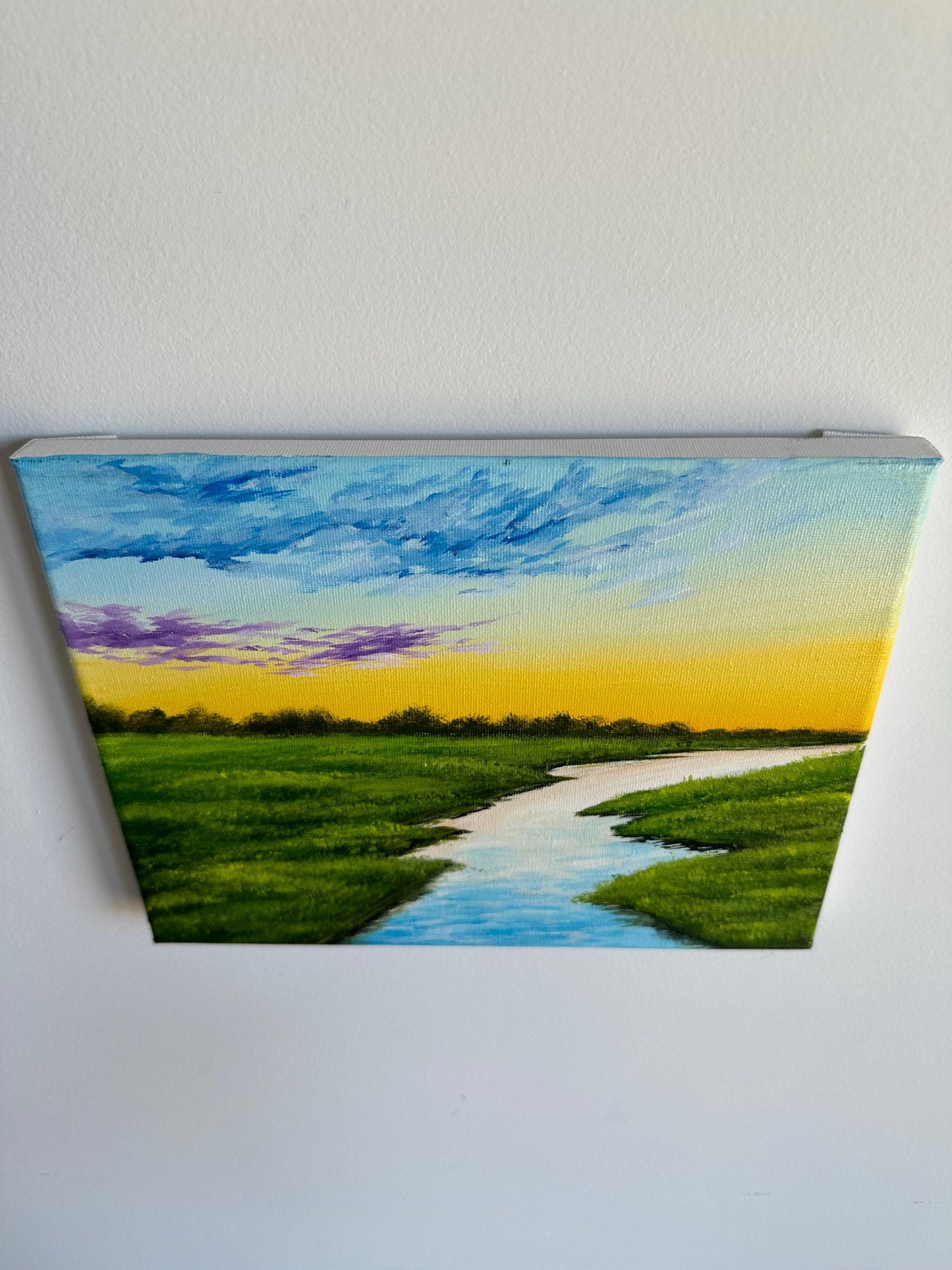 Original River Landscape Painting: 10"x8" Acrylic Art