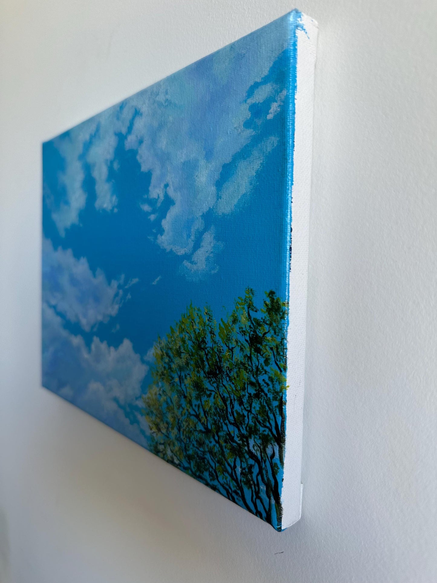 Sunny Sky Acrylic Painting: Original Landscape Art (10"x8")