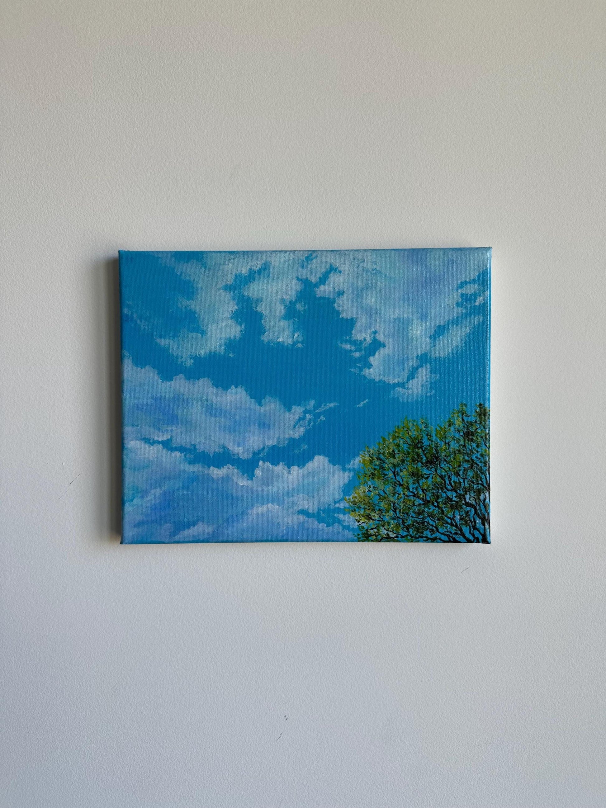 Sky and tree brunches acrylic art painting on canvas