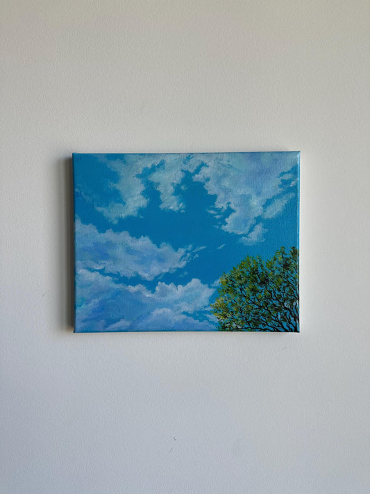 Sky and tree brunches acrylic art painting on canvas