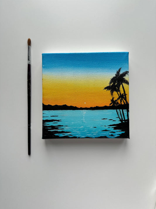 Sunset Palm trees acrylic landscape paintings on canvas
