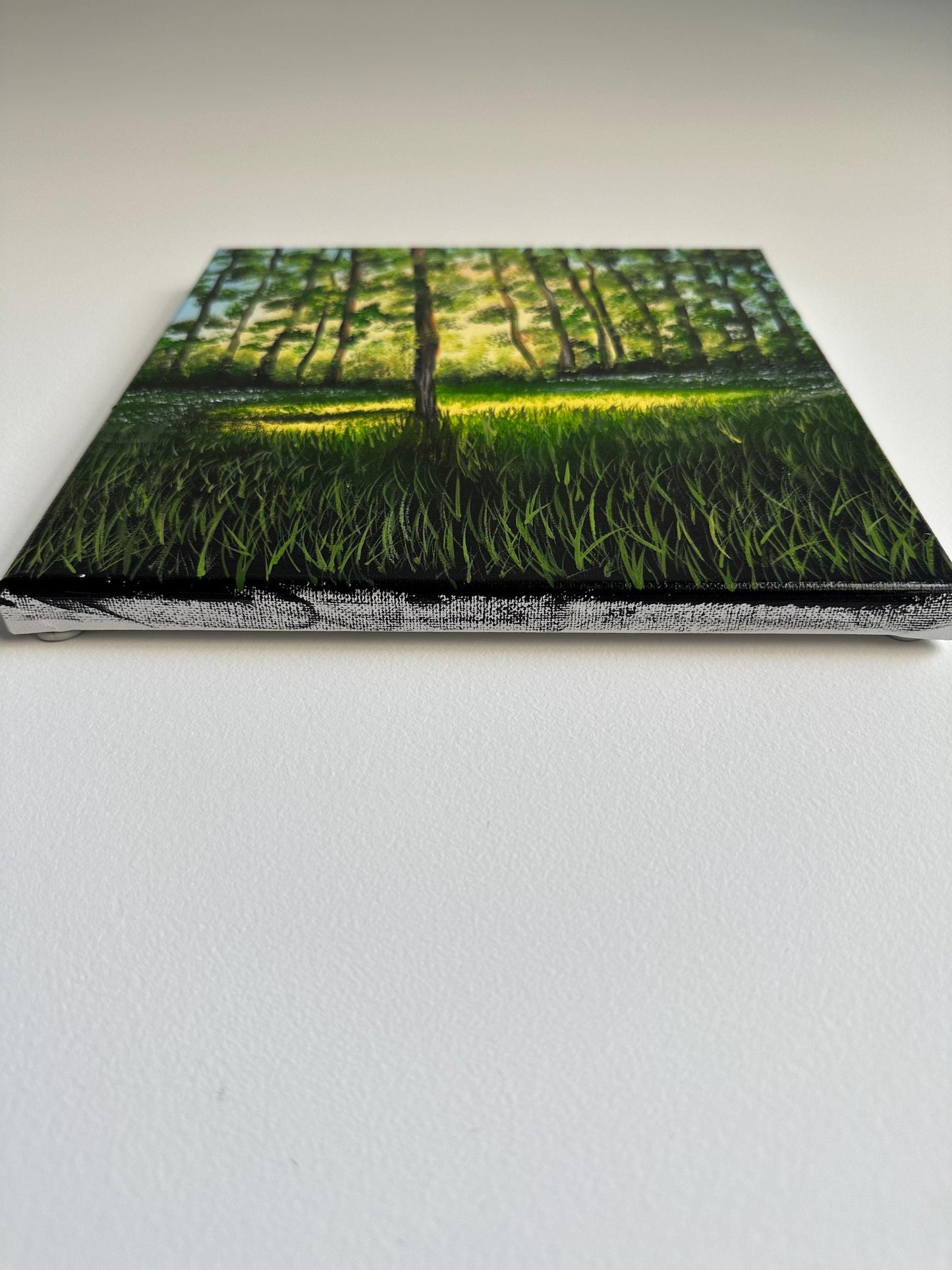 10" x 10" Original Acrylic Painting on Canvas: Serene Forest Glow | Landscape Nature Artwork