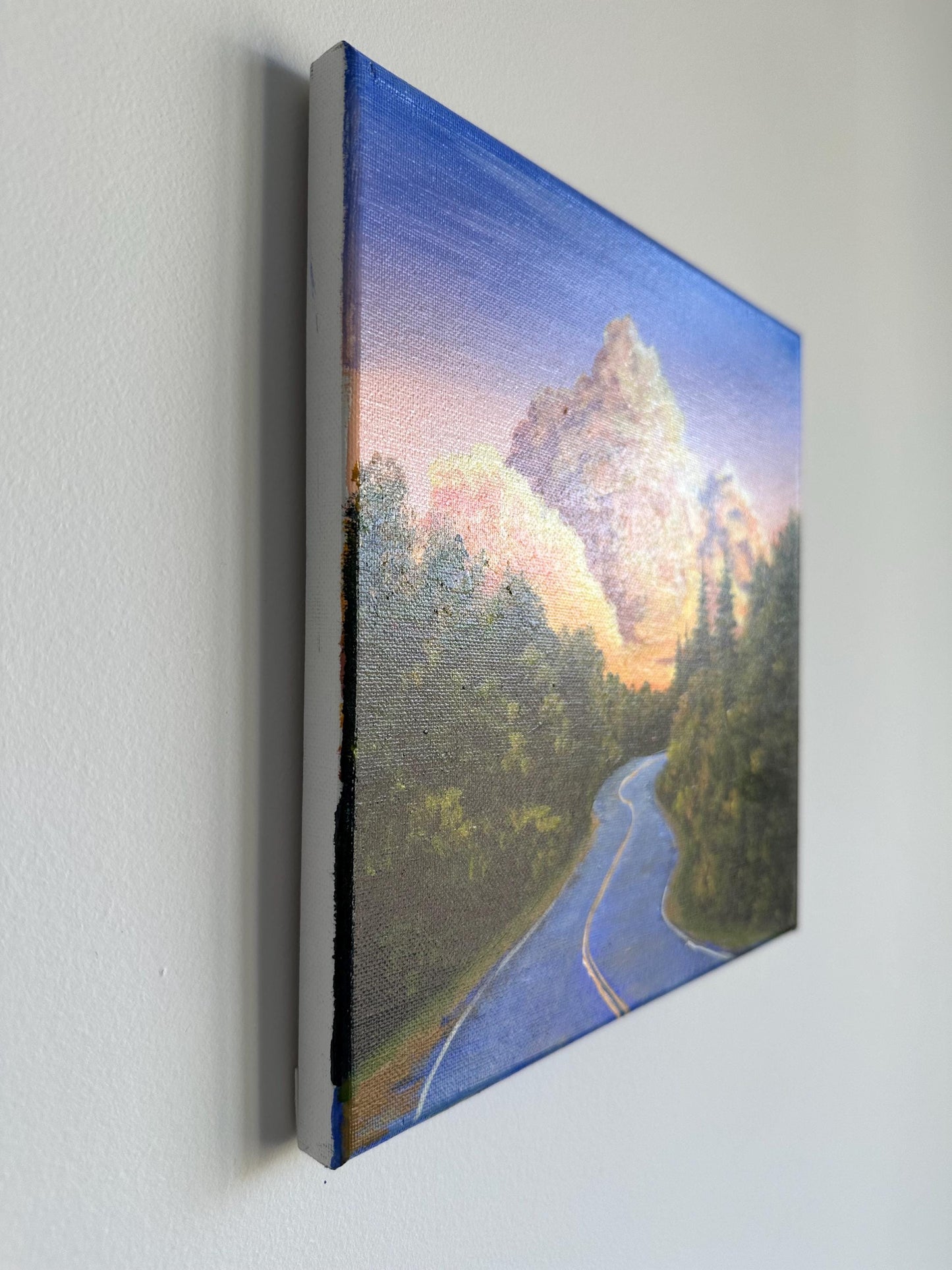 Golden Clouds Landscape Painting: Original Acrylic Artwork (10x10)