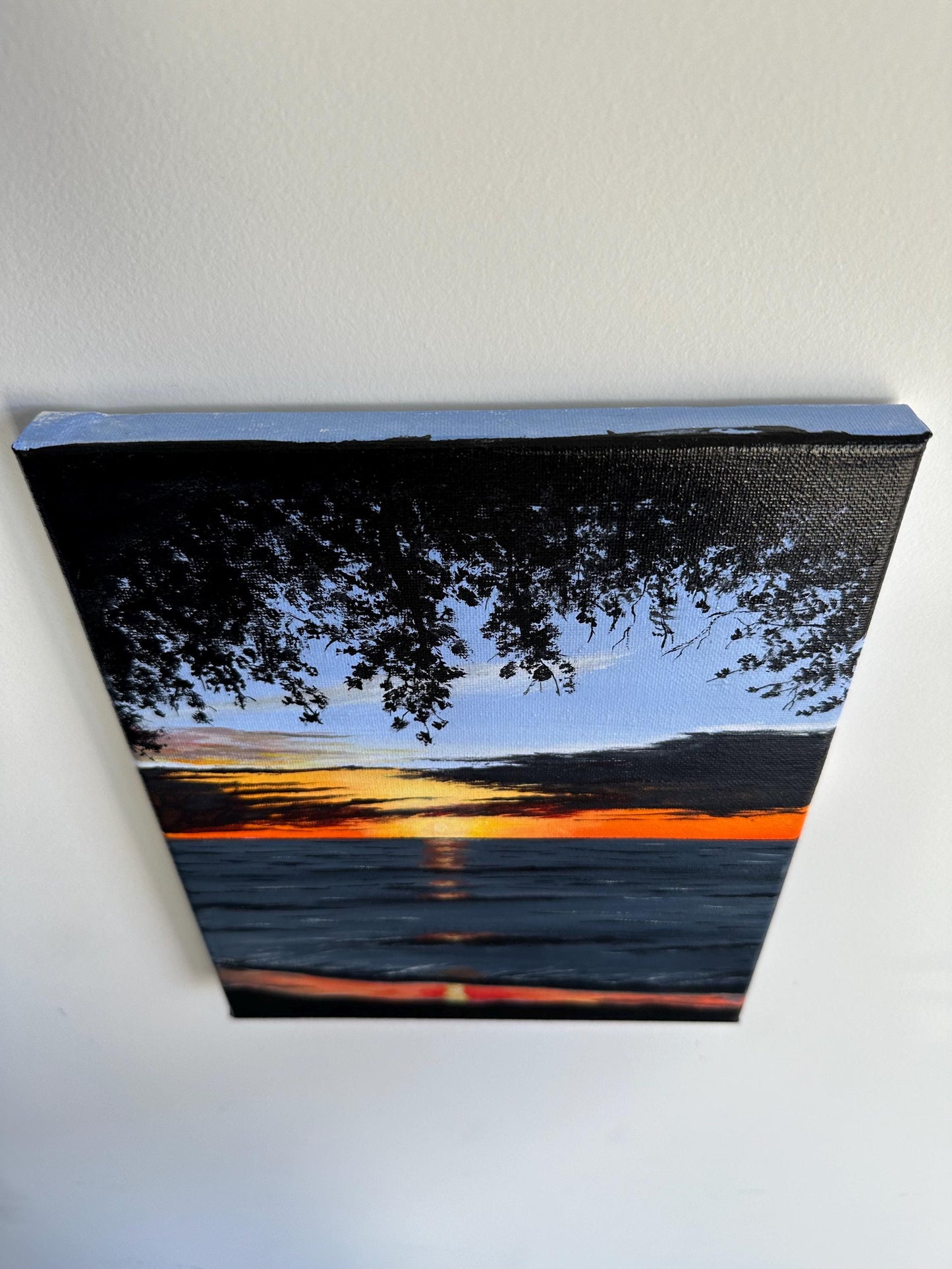 Serene Sunset Ocean Painting: Original Acrylic Art (8x10)