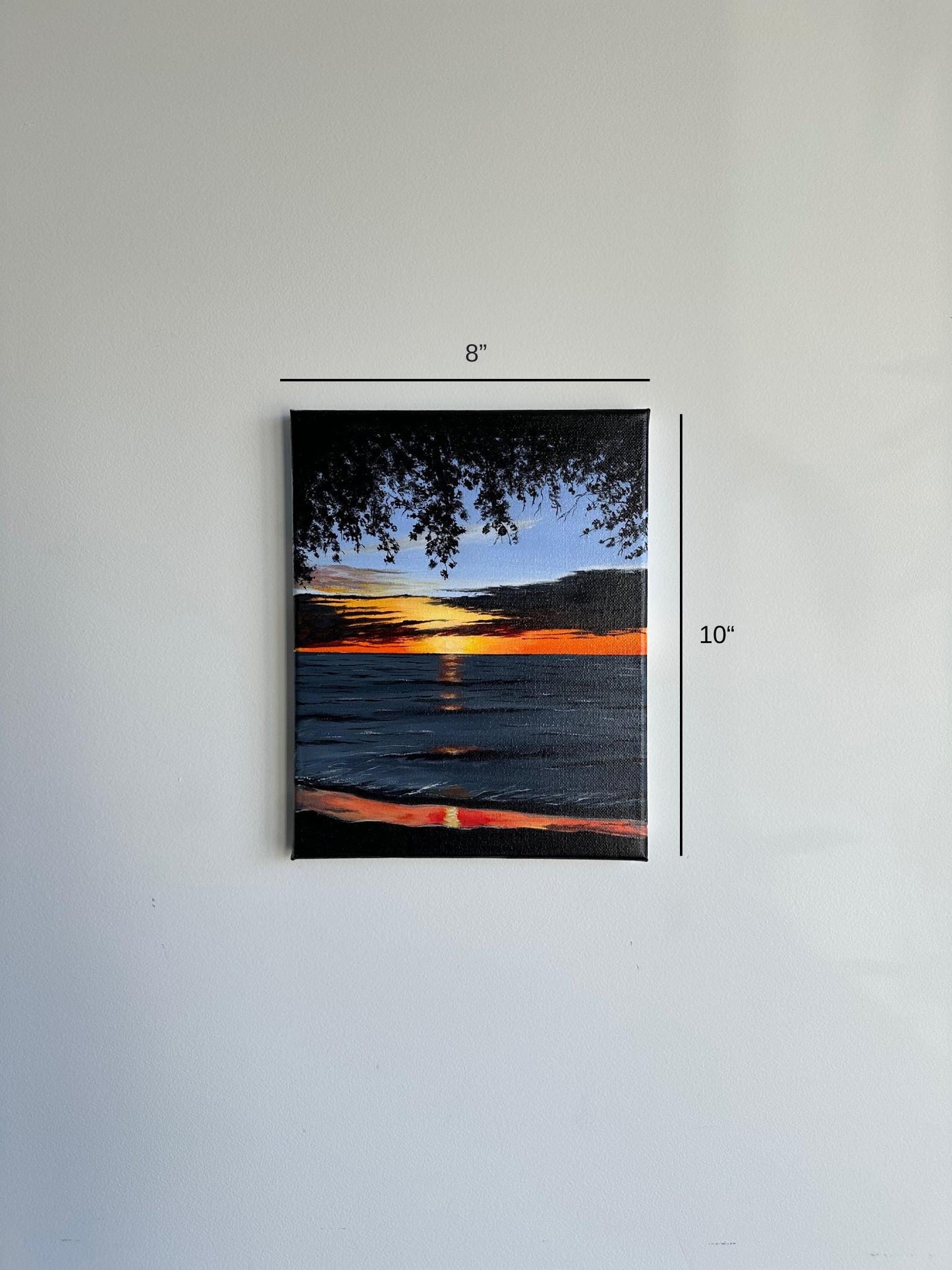 Serene Sunset Ocean Painting: Original Acrylic Art (8x10)