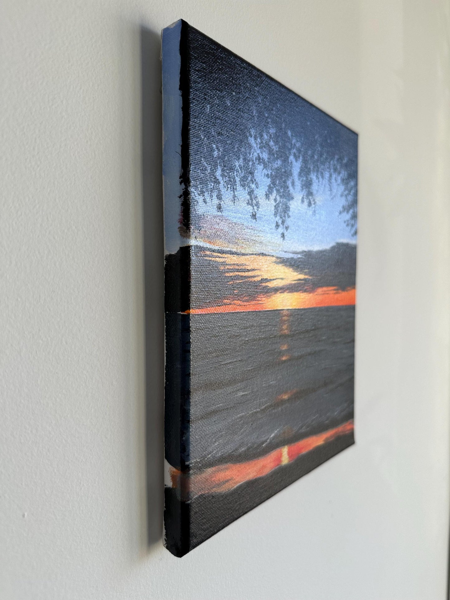 Serene Sunset Ocean Painting: Original Acrylic Art (8x10)