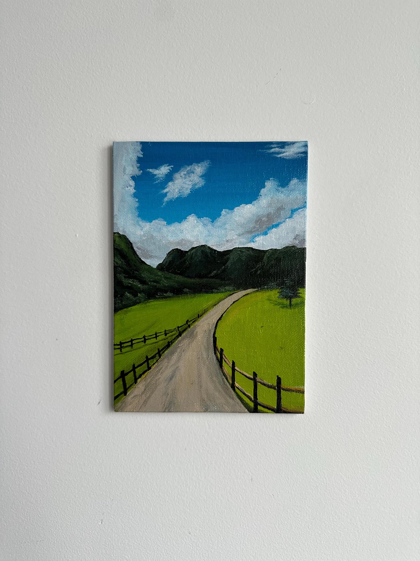 Windows XP Nostalgia Art: Hand-Painted Countryside Landscape (5x7)