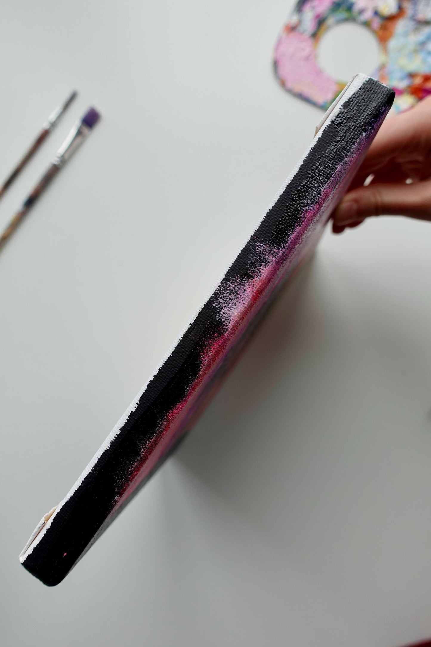 Cosmic Tree - 8x8 Original Hand-Painted Canvas | Galaxy Night Sky Wall Art | Celestial Landscape Decor