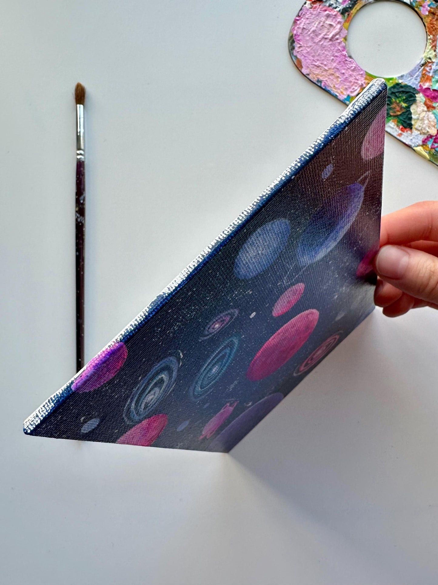 Starlit Galaxies - 5”x7” Original Hand-Painted Cosmic Art on Canvas Board