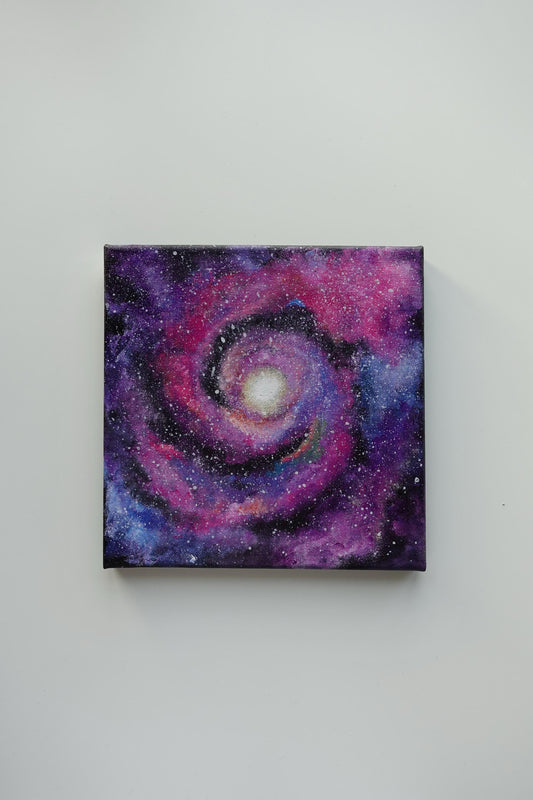 Original Acrylic painting on stretched canvas by AB mini ART. Aesthetic cosmic galaxy painting on canvas. Landscape artwork. Vibrant acrylic colors painting. Starry sky and galaxy.