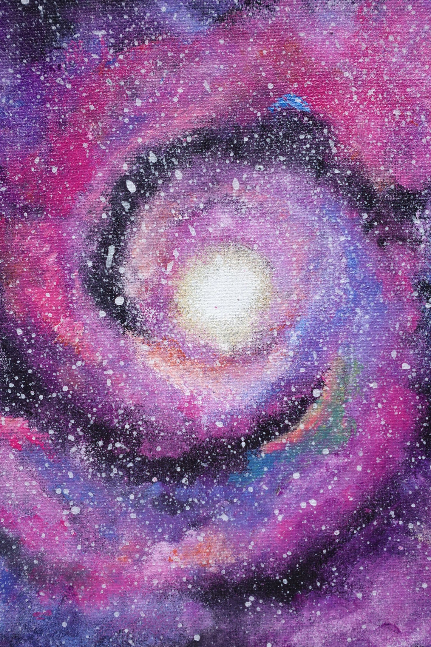 Galactic Spiral Acrylic Painting: Purple Pink Nebula, 8x8 Canvas