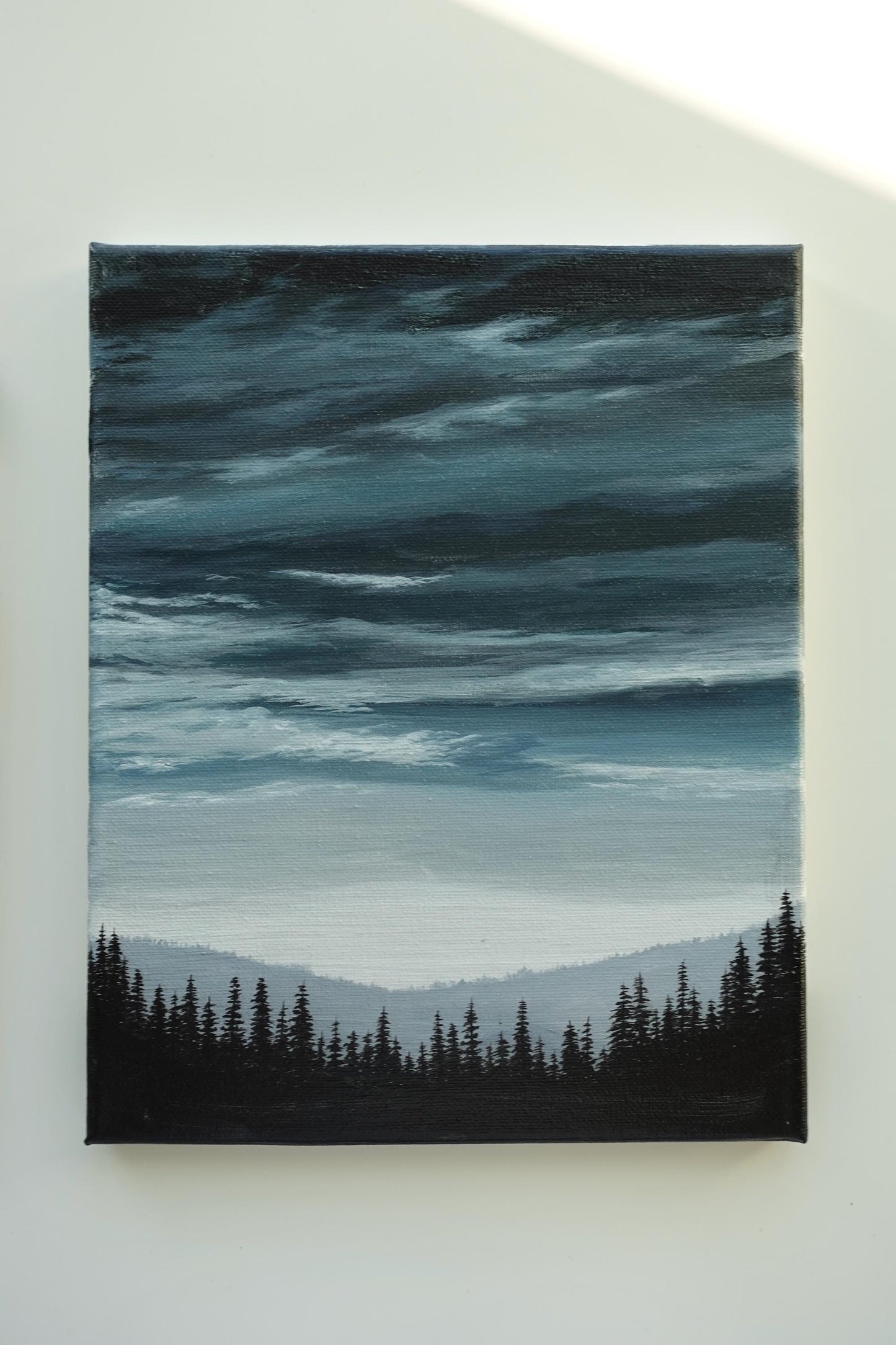Stormy Twilight Painting: Original Acrylic Landscape, 8x10 Canvas