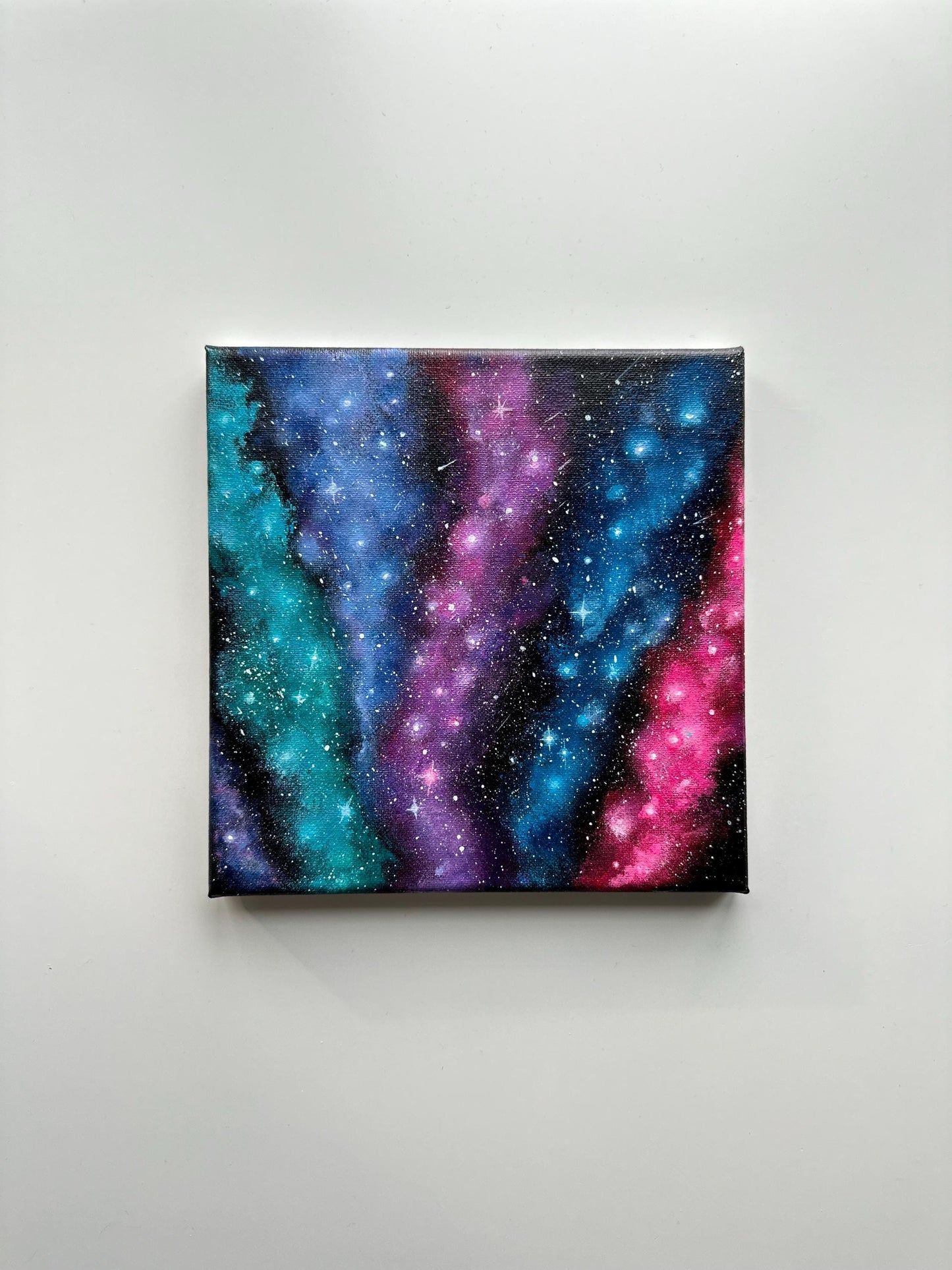 Original Nebula Acrylic Painting: Colorful Cosmic Space Art, 8x8 Canvas