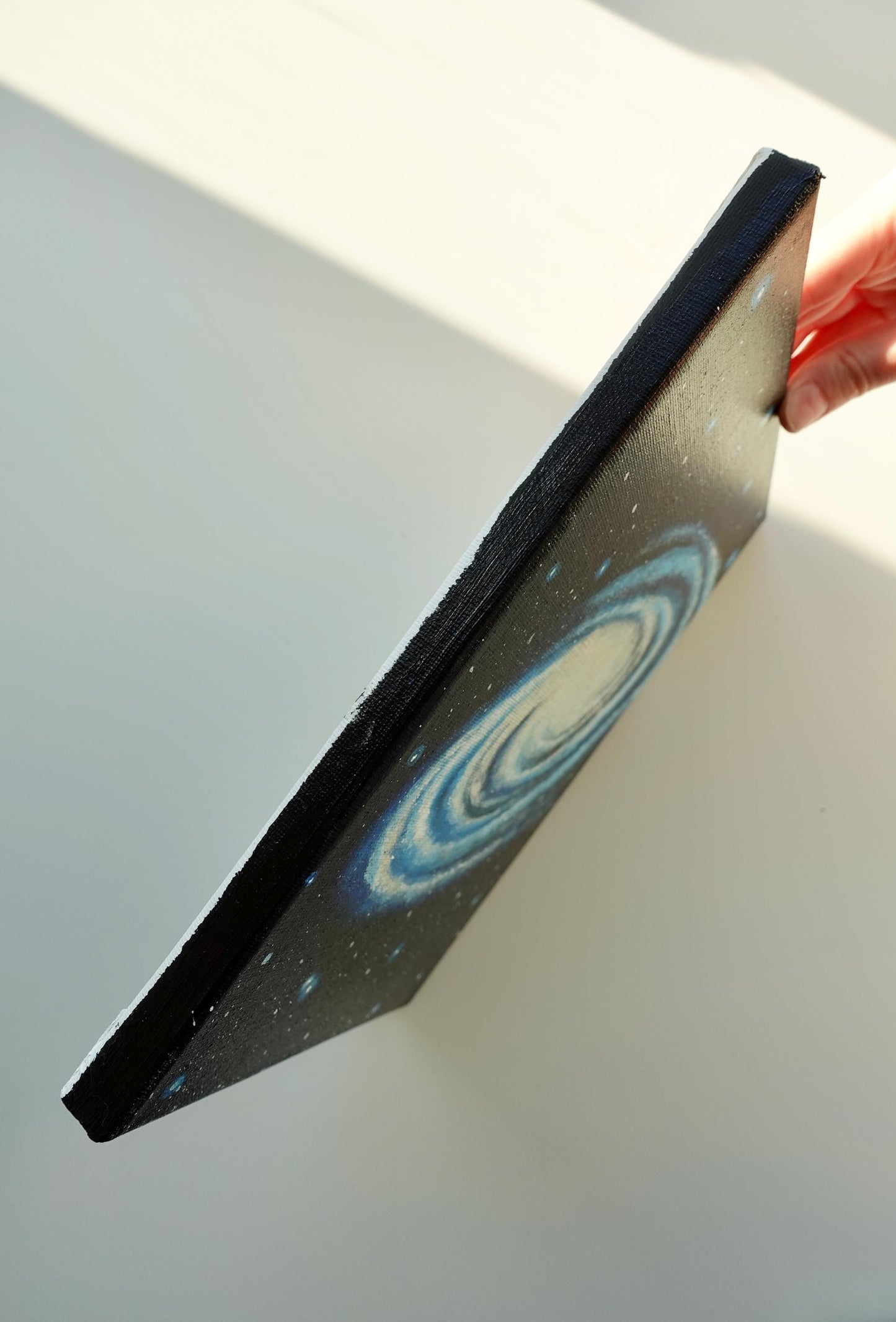 Cosmic Spiral Galaxy Acrylic Painting - 8x10 Canvas Art