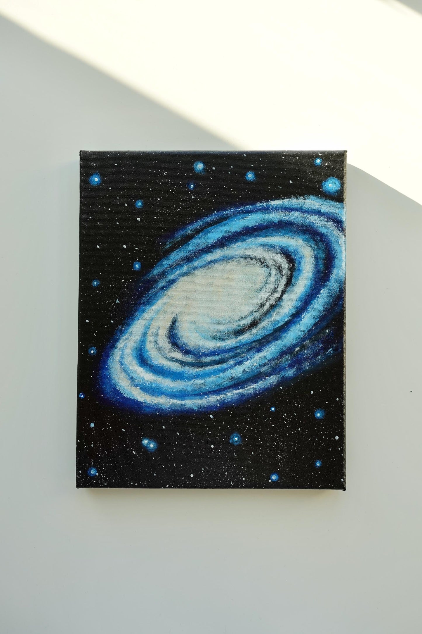 Cosmic Spiral Galaxy Acrylic Painting - 8x10 Canvas Art